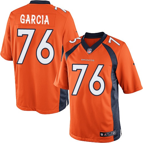 Youth Elite Max Garcia Nike Jersey Orange Home - #76 NFL Denver Broncos